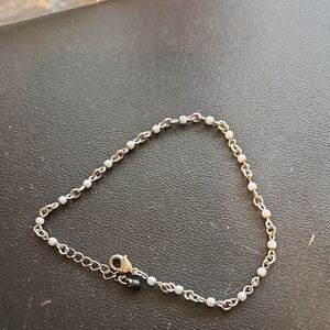 Elegant Vintage  Silver and White Beaded Bracelet